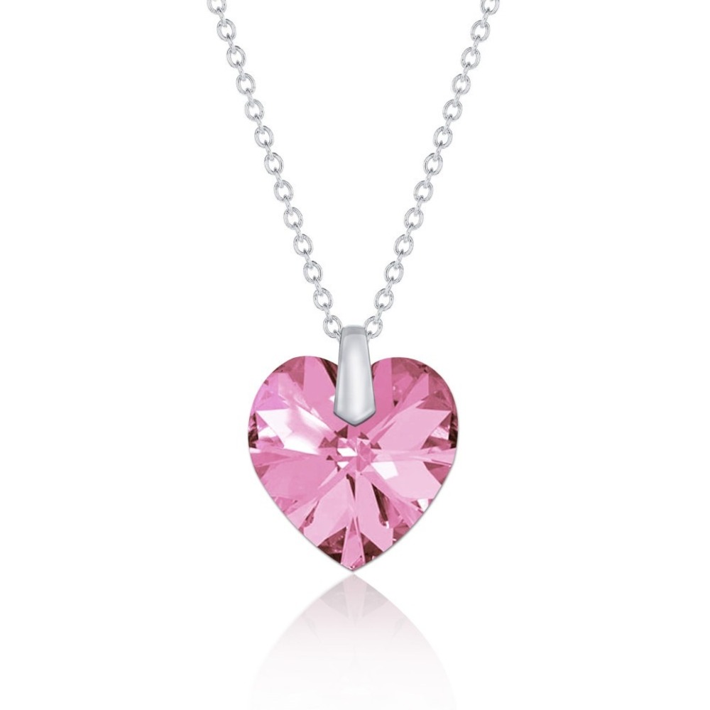 Swarovski Heart Pendant Necklace Women OS Pink New Vintage Crystal‎ Jewelry